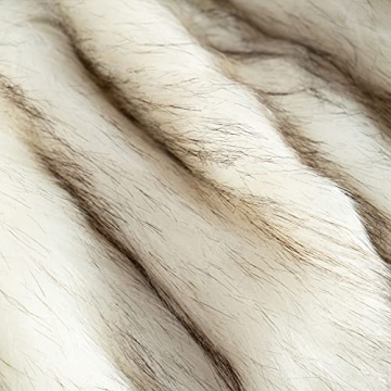 Luxury White Faux Fur Throw Blanket with Black Tips