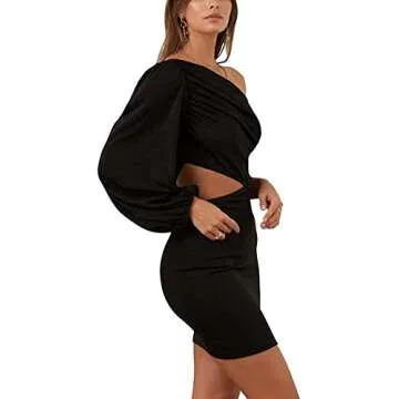 LYANER One Shoulder Bodycon Mini Dress for Women
