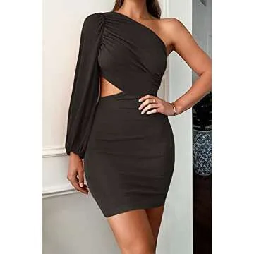 LYANER One Shoulder Bodycon Mini Dress for Women