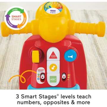 Fisher-Price Baby Learning Toy Laugh & Learn Smart Stages Scooter Ride-On with Music for Developmental Play Toddlers Ages 1+ Years