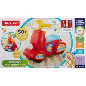 Fisher-Price Baby Learning Toy Laugh & Learn Smart Stages Scooter Ride-On with Music for Developmental Play Toddlers Ages 1+ Years