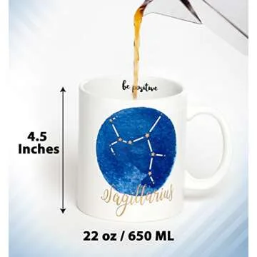 Sagittarius Mug - Jumbo 22Oz Zodiac Mug Astrology Decor Constellation Mug For All Horoscopes Signs. Coffee Mugs For Women, Perfect Horoscope Gifts Mug With Quotes. Bpa Free Porcelain Mug By Ankit