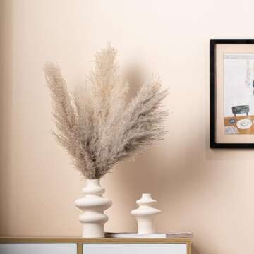 Kimisty Ceramic Vases Set 2, Wavy Modern Totem Vases, Pampas Decor, Irregular Abstract Decor, Large Vase, Off-White