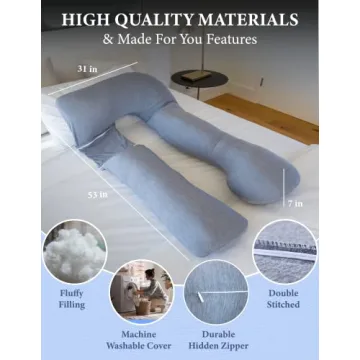 Pharmedoc Pregnancy Pillows, U-Shape Full Body Pillow – Removable Cooling Cover -Dark Grey – Pregnancy Pillows for Sleeping – Body Pillows for Adults, Maternity Pillow and Pregnancy Must Haves