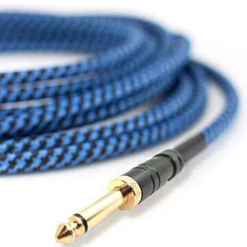 Professional Quality Guitar Cable 20 ft - Hand-Checked Reliability and Clear Tone