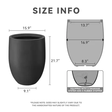 Kante Large Concrete Planter with Drainage for Home & Patio