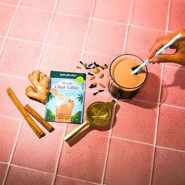 Kola Goodies - Masala Chai Tea Latte - Makes 10 Cups - Milk Included - No Fillers or Preservatives - Made with Cardamom, Ginger, Cinnamon, & Raw Coconut Sugar - Ready in 3 Minutes - 10 Sachets
