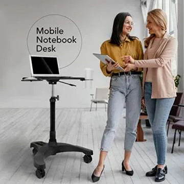 EHO Mobile Laptop Standing Desk Carts on Wheels, Pneumatic, Height Adjustable Rolling Stand, Sit to Stand Computer Cart, Easy Assembly, Workstation for Home, Office, Medical, Classroom and School