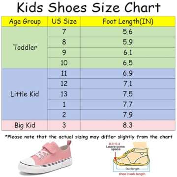 Zoroadke Girls Pink Low Top Canvas Shoes Boys Little Kids Casual Athletic Non Slip Hook and Loop Sne...