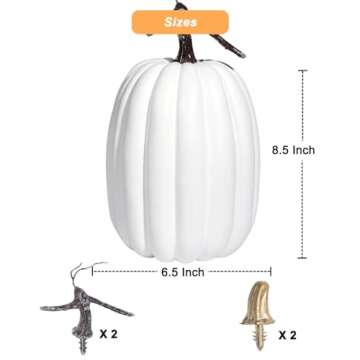 vensovo 8.5 Inch Large White Pumpkins for Decorating - 2PCS Big White Foam Decorative Pumpkins for Fall Decor, White Paintable Artificial Pumpkins Perfect for Halloween Decor Thanksgiving Decor