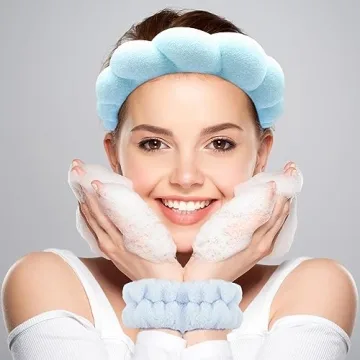 Zkptops Spa Headband and Wristband Set for Skincare