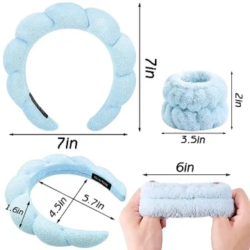 Zkptops Spa Headband and Wristband Set for Skincare