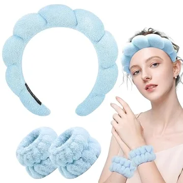 Zkptops Spa Headband and Wristband Set for Skincare
