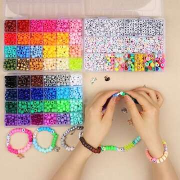 Song Xi 3500pcs Pony Beads for Friendship Bracelet Kit, 48 Colors Bracelet Making Kit Included Kandi Beads Set, Letter Beads, Number Beads, Plastic Rainbow Bead Bulk for Craft DIY