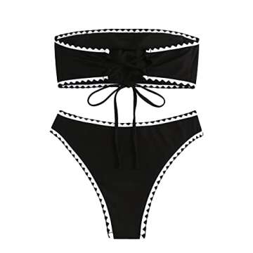 ZAFUL Women's Trendy Strapless Cheeky Bikini for Summer