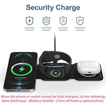 3 in 1 Foldable Wireless Charger, Ankilo Magnetic Fast Wireless Charging Pad, Compatible with iPhone 15/14/13/12 Series, Apple Watch, AirPods Pro(Adapter not Included)