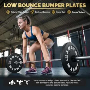 AMGYM LB Bumper Plates Olympic Weight Plates, Bumper Weight Plates, Steel Insert, Strength Training(190lb set)