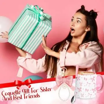 Sliner Pink Coquette Bow Mug Gift Set with Spoon & Keychain