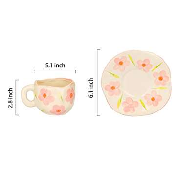 MDZF SWEET HOME Ceramic Mug for Office and Home, Coffee Cup Set with Saucer, 11 Oz