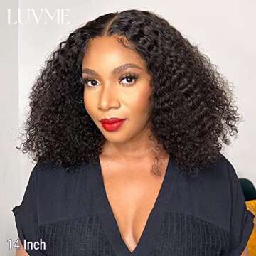 LUVME HAIR 5x5 Undetectable Lace Front Wigs Human Hair Kinky Curly HD Lace Closure Neck Length Wig M...