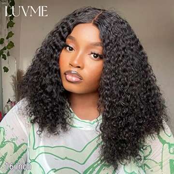 LUVME HAIR 5x5 Undetectable Lace Front Wigs Human Hair Kinky Curly HD Lace Closure Neck Length Wig Middle Part Curly Wig for Women 14 Inch