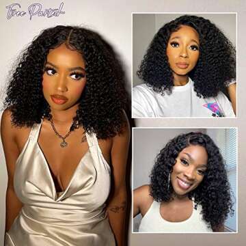LUVME HAIR 5x5 Undetectable Lace Front Wigs Human Hair Kinky Curly HD Lace Closure Neck Length Wig Middle Part Curly Wig for Women 14 Inch