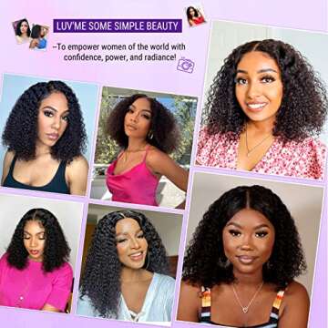 LUVME HAIR 5x5 Undetectable Lace Front Wigs Human Hair Kinky Curly HD Lace Closure Neck Length Wig Middle Part Curly Wig for Women 14 Inch