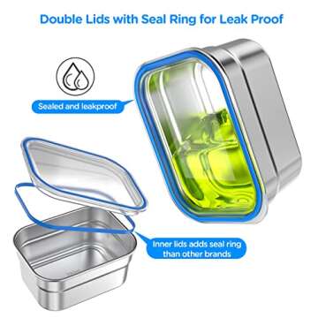 Lunch Box Stainless Steel Bento for Kids Adults Leakproof BPA-Free with Lunch Bag Metal Lunch Contai...