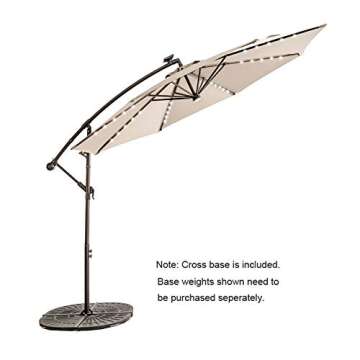C-Hopetree 10 ft Offset Cantilever Outdoor Patio Umbrella with Solar LED Lights – Beige