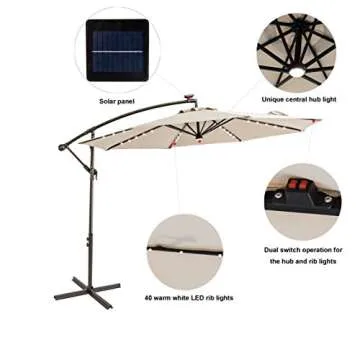 C-Hopetree 10 ft Offset Umbrella with Solar Lights