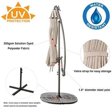 C-Hopetree 10 ft Offset Umbrella with Solar Lights