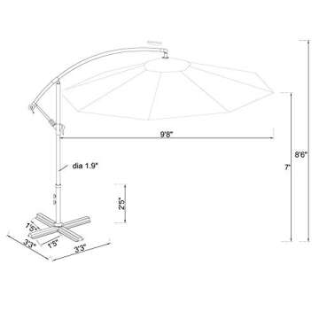 C-Hopetree 10 ft Offset Cantilever Outdoor Patio Umbrella with Solar LED Lights – Beige