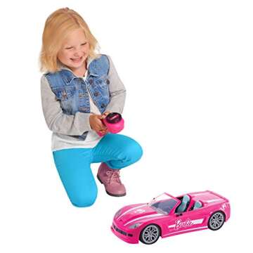 Just Play Barbie Remote Control (RC) Pink Convertible Car with Lights for Barbie Fashion Dolls, Kids...