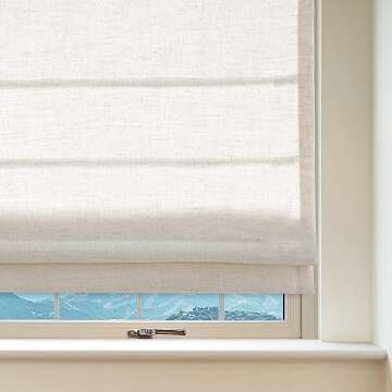 Artdix Cordless Linen Roman Shades - Custom Room Darkening Blinds for Windows