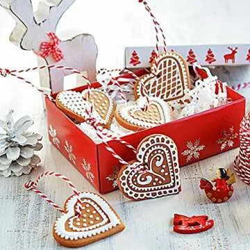 YZSFIRM Cotton Twine String Bakers Rope: 2 Roll Twines for Crafts Gift Wrapping - 656 Feet Red White Twine for Kitchen Cooking