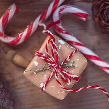 YZSFIRM Cotton Twine String Bakers Rope: 2 Roll Twines for Crafts Gift Wrapping - 656 Feet Red White Twine for Kitchen Cooking