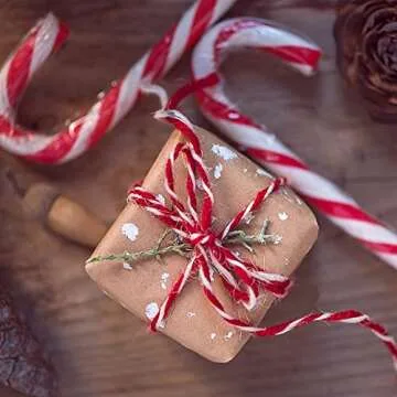 YZSFIRM Cotton Twine String Bakers Rope: 2 Roll Twines for Crafts Gift Wrapping - 656 Feet Red White Twine for Kitchen Cooking