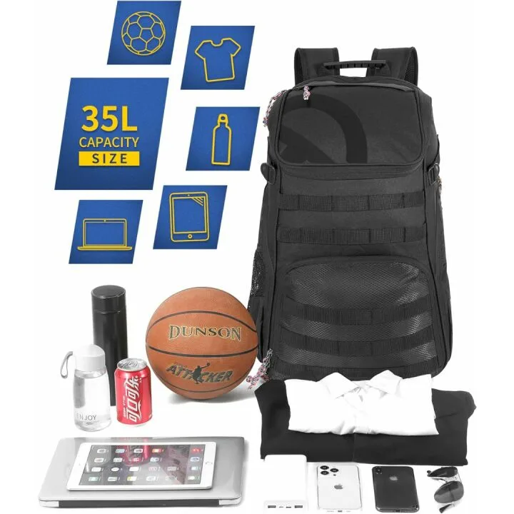 Basketball Backpack with Ball Compartment and Shoes