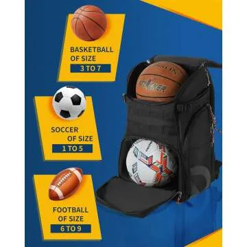 Basketball Backpack with Ball Compartment and Shoes