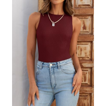 ZESICA Women's Ribbed Tank Top - Stylish Summer Tank