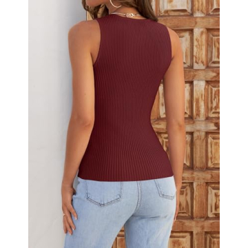 ZESICA Women's Ribbed Tank Top - Stylish Summer Tank