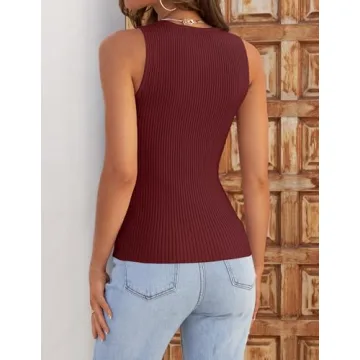 ZESICA Women's Ribbed Tank Top - Stylish Summer Tank