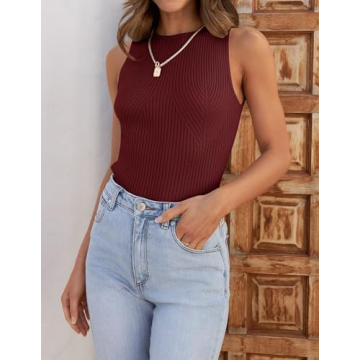 ZESICA Women's Ribbed Tank Top - Stylish Summer Tank