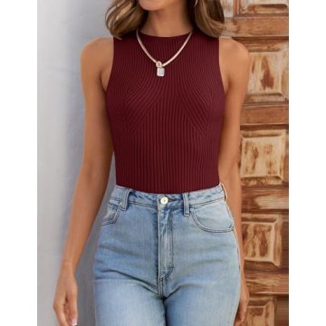 ZESICA Women's Ribbed Tank Top - Stylish Summer Tank