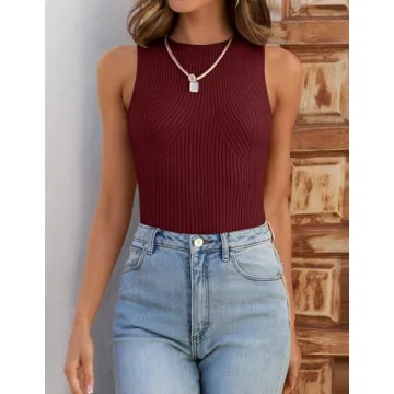 ZESICA Women's Ribbed Tank Top - Stylish Summer Tank