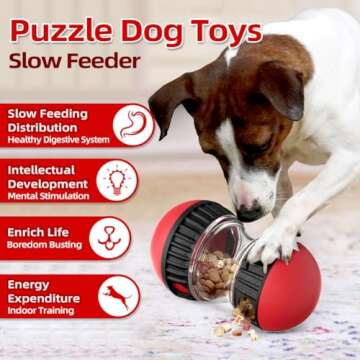 Mankoda Dog Puzzle Toys, Rolling Treat Dispensing Dog Toys for Brain Stimulation, Dog Treat Ball & Dog Slow Feeder, Dog Enrichment Toys to Keep Them Busy
