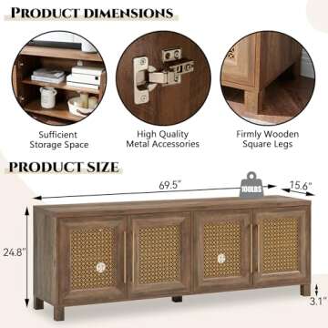 JYED Mid Century Modern TV Stand – Stylish & Functional for Up to 75 Inch TVs