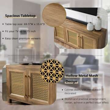 Stylish Mid Century Modern TV Stand for 75 Inch TVs