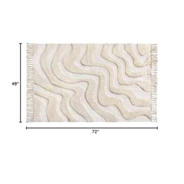 Castage 4’x6’ Rug for Bedroom Living Room Dining Room Office Boho Rug Cream Beige Washable Area ...