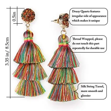 Colorful Layered Tassel Earrings - Me&Hz Fashion Jewelry